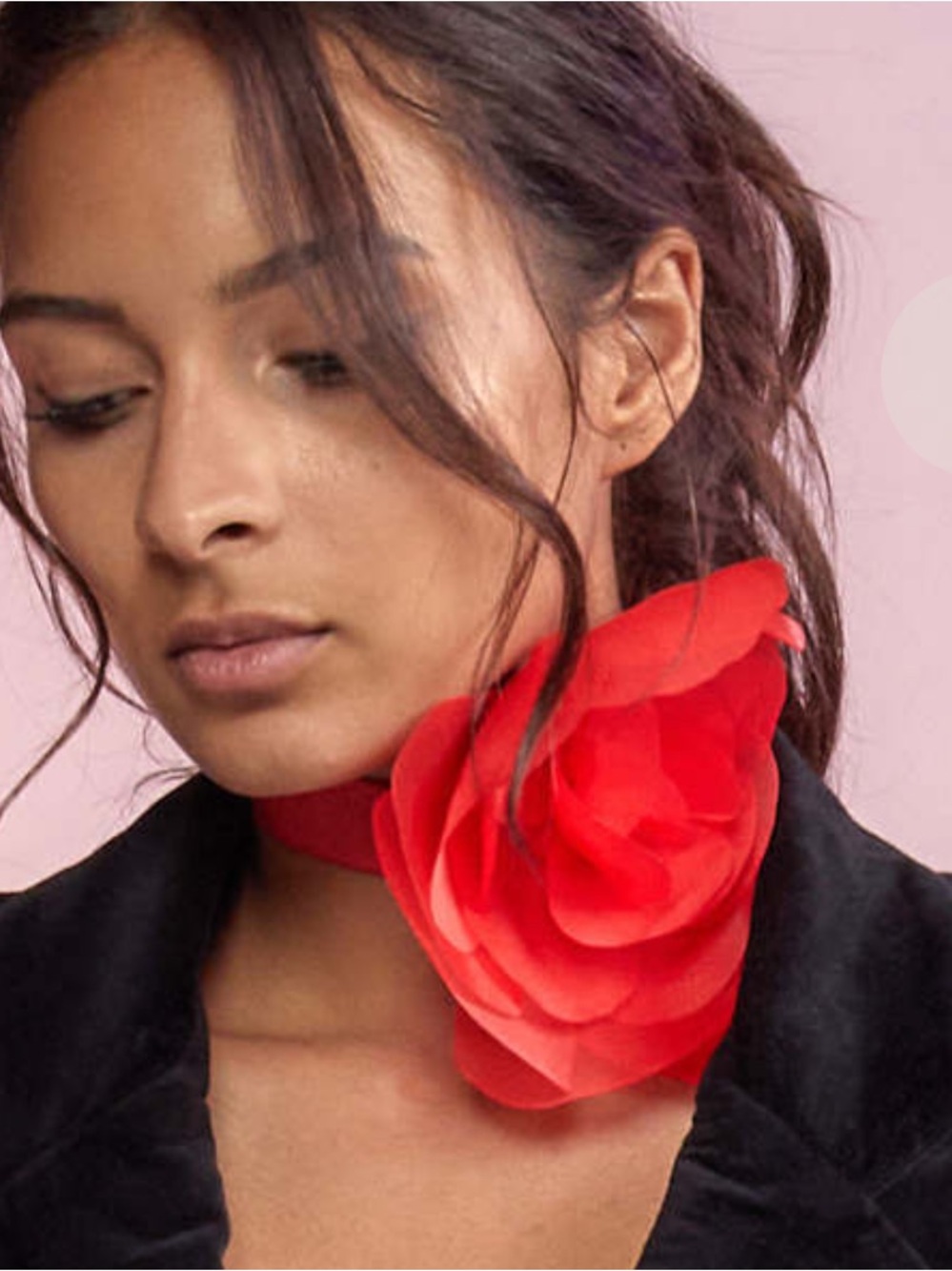 Cynthia Rowley Red Floral Chiffon Neck Wrap